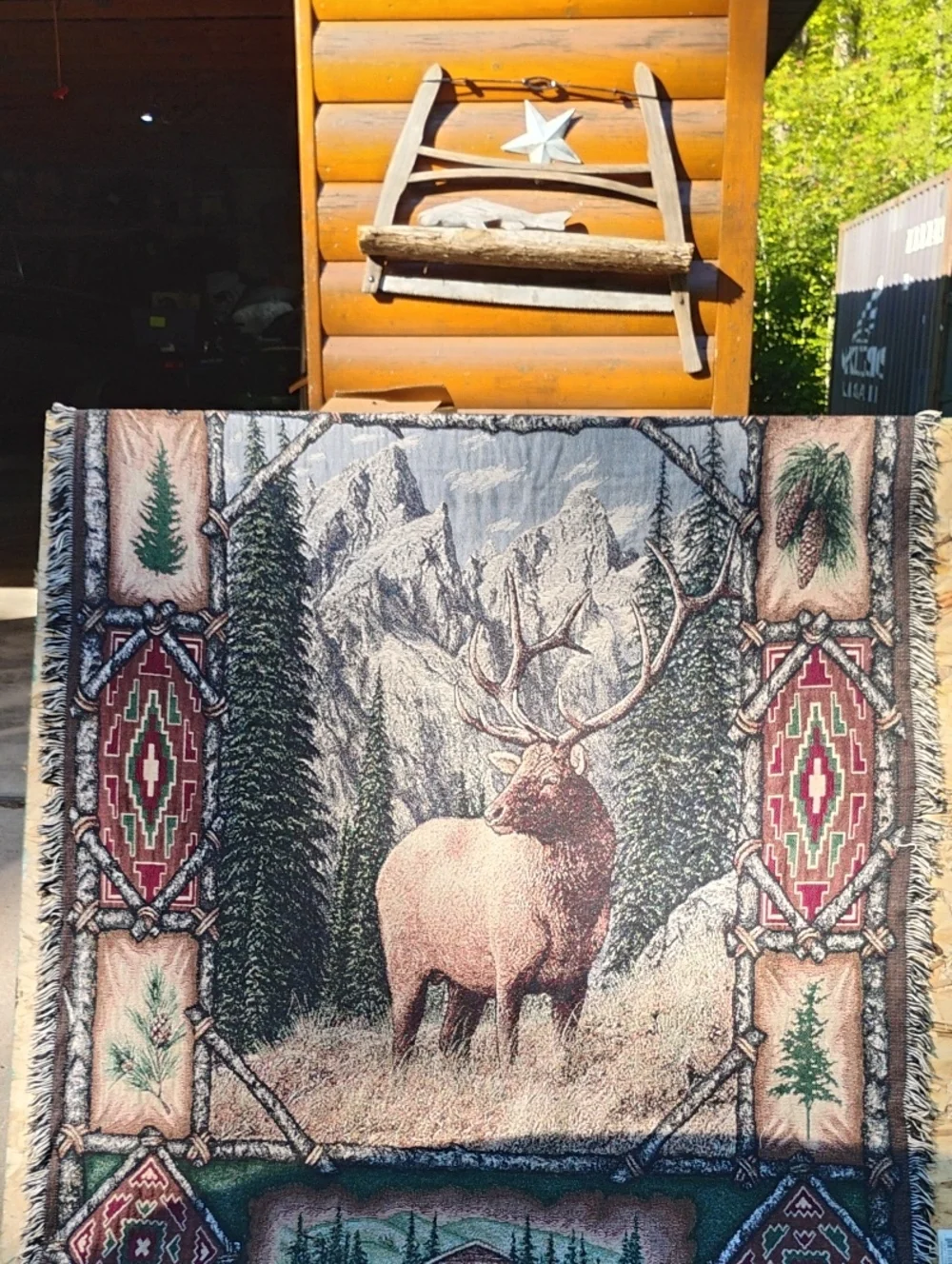 🫎  Vintage BIG HORN SHEEP Wall Hanging  TAPESTRY EPLVC 38
